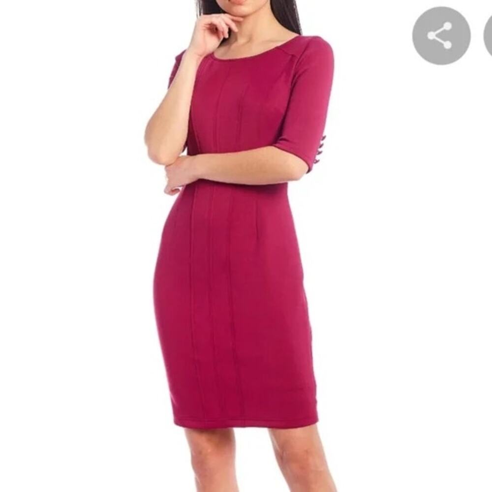 LDT Womens Quiet Luxury Sheath Dress Size 0 Magenta Pink Career  Office Barbie